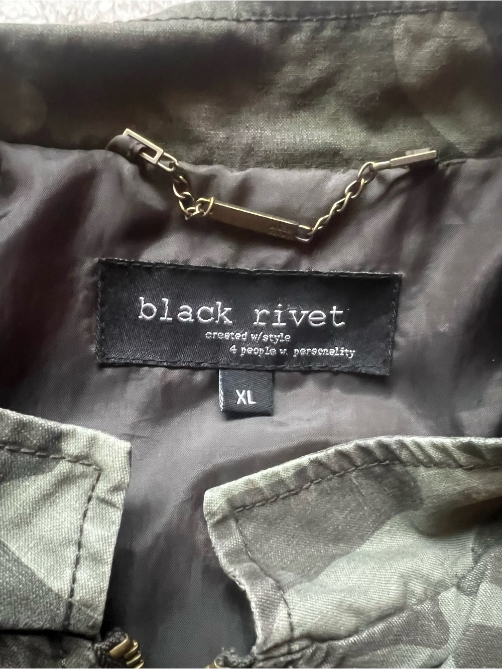 Black Rivet Olive Green Camo Ruffled Utility Jacket - Black Rivet - Picture 5 of 5